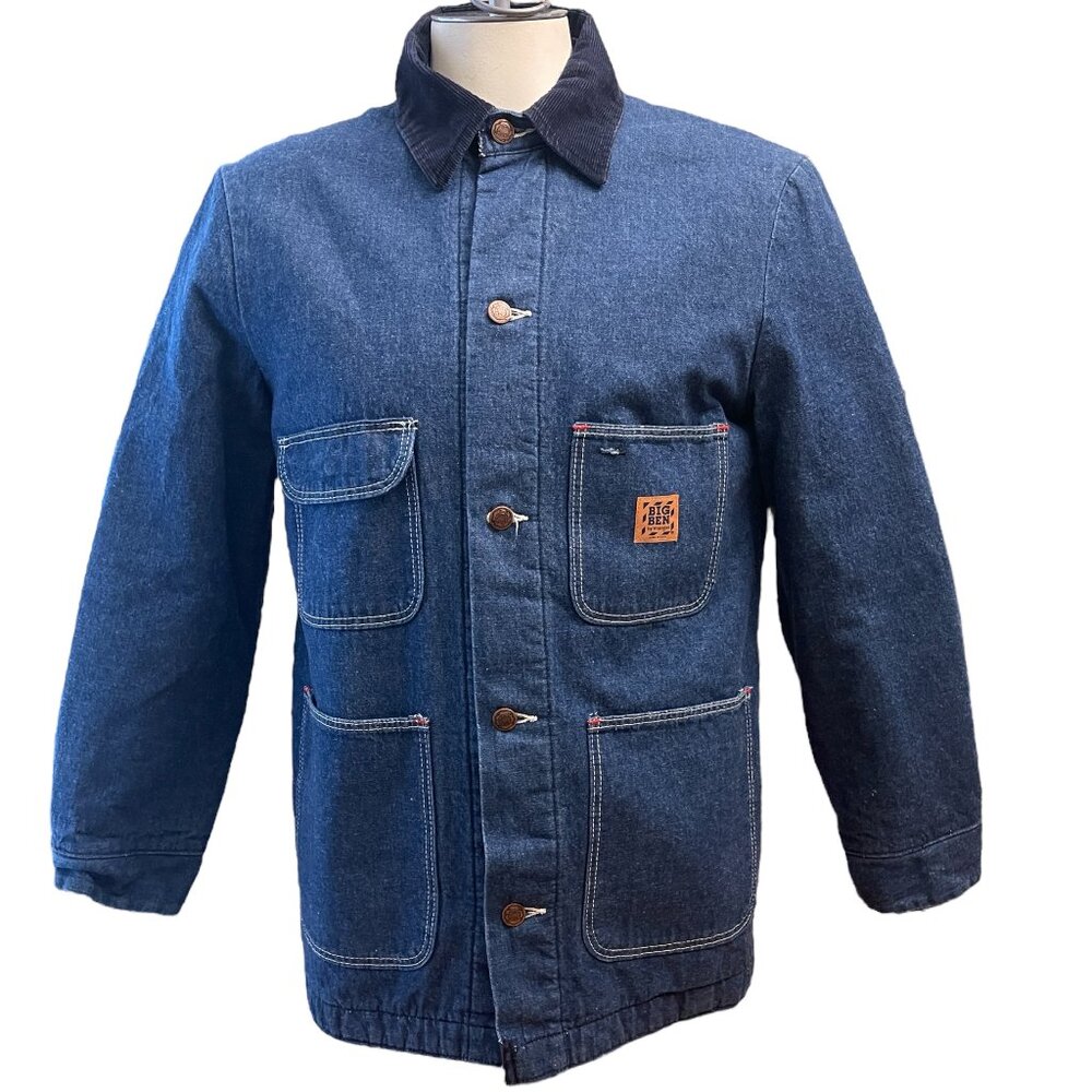 Vintage Wrangler Big Ben Jean Jacket Mens 38 Denim Blanket Lined Corduroy Collar